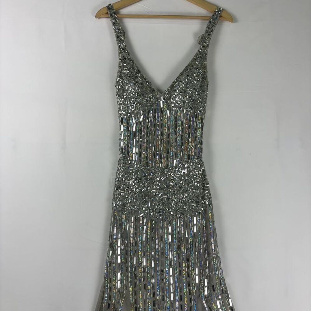 Sean Couture Silver Prom Dress - Picture 3 of 7